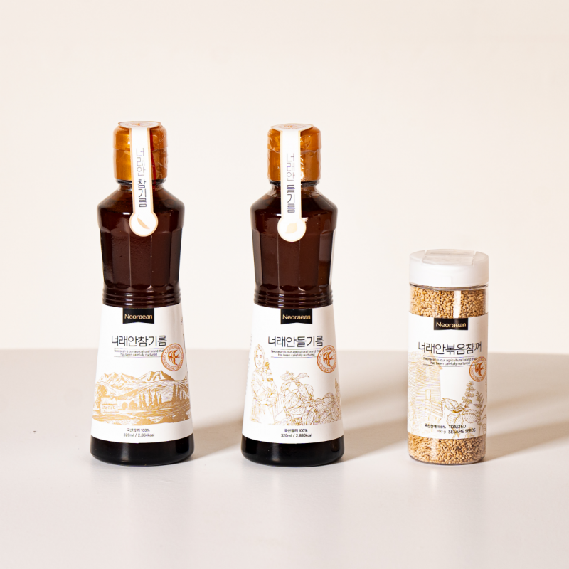 강원더몰,국산 들깨, 참깨로 착유한 저온압착 들기름, 참기름 320ml